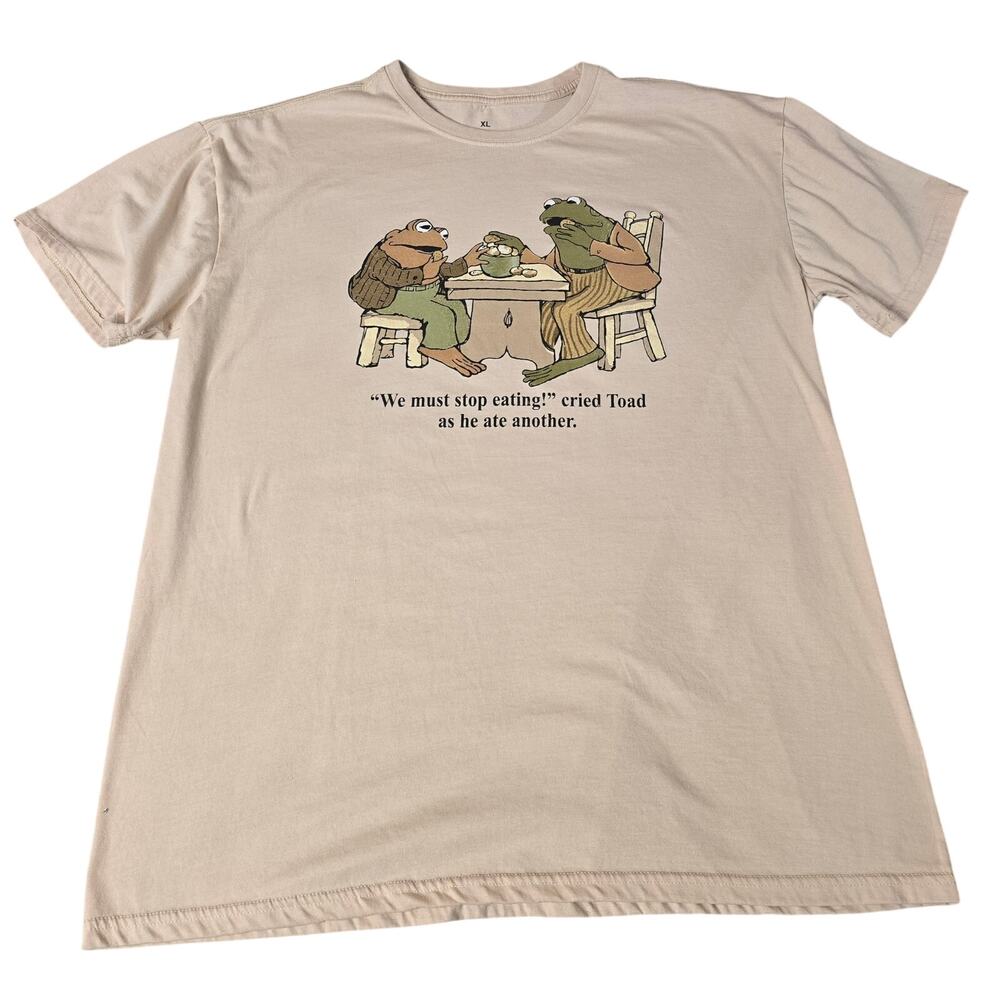 Frog And Toad Graphic T Shirt XL Arnold Lobel Quote Beige Book Character Tee
